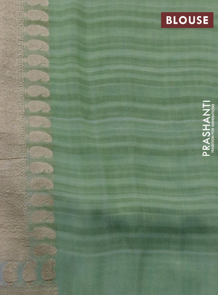 Banarasi georgette silk saree grey and mild pista green with allover zari woven buttas and zari woven border