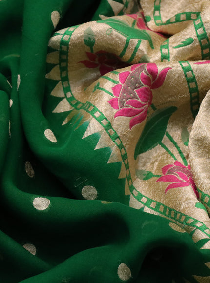 Banarasi georgette silk saree green and pastel green with allover zari woven buttas and zari woven paithani border