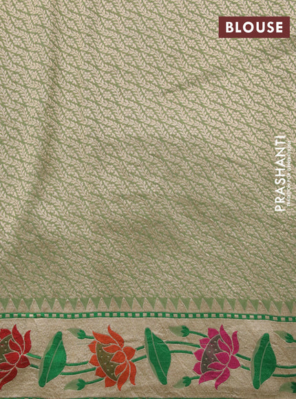 Banarasi georgette silk saree green and pastel green with allover zari woven buttas and zari woven paithani border