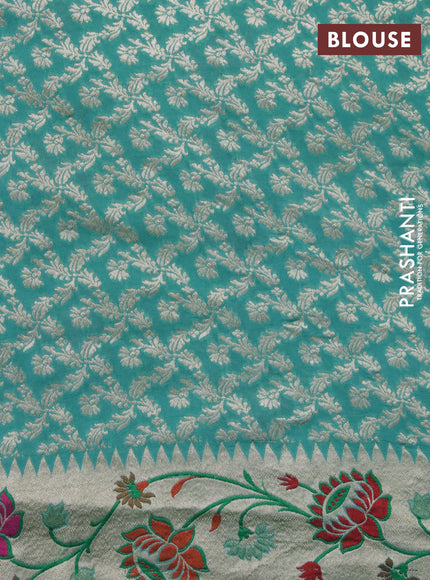 Banarasi georgette silk saree peacock blue and teal green with allover zari woven buttas and zari woven paithani border