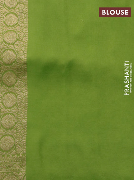 Banarasi georgette silk saree light green and teal green with allover zari woven weaves and zari woven border