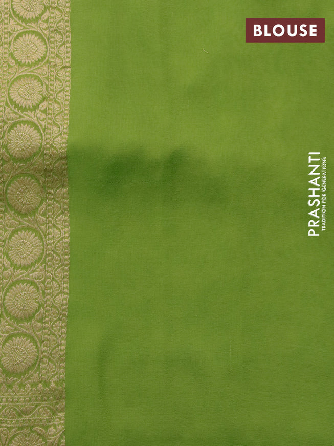 Banarasi georgette silk saree light green and teal green with allover zari woven weaves and zari woven border