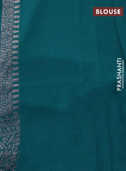 Banarasi georgette silk saree peacock green and teal blue with allover thread & zari butta weaves and long woven border