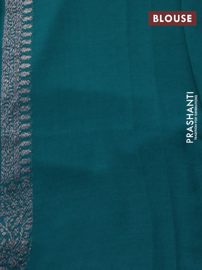 Banarasi georgette silk saree peacock green and teal blue with allover thread & zari butta weaves and long woven border