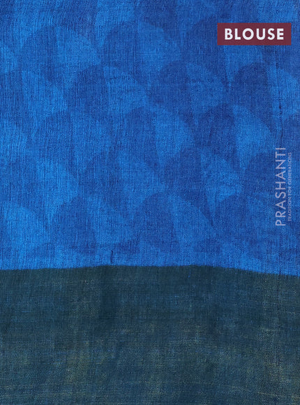 Pure tussar silk saree violet off white and cs blue with allover prints and zari woven border