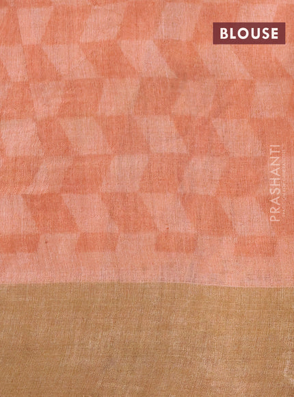 Pure tussar silk saree pink shade and peach shade with allover pichwai prints and zari woven border