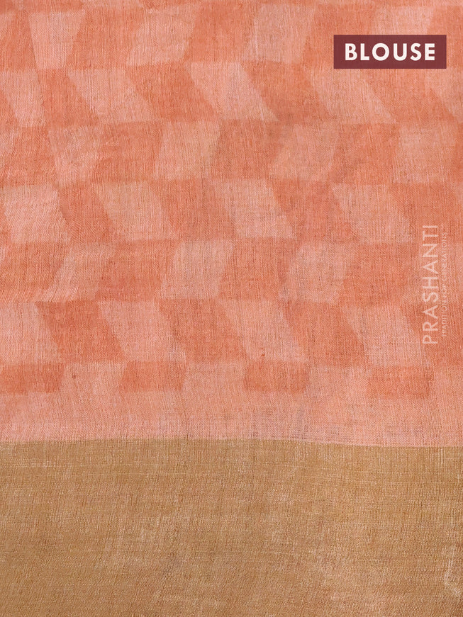 Pure tussar silk saree pink shade and peach shade with allover pichwai prints and zari woven border