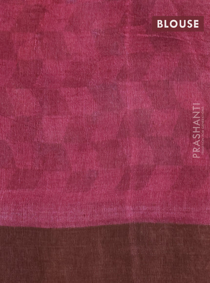 Pure tussar silk saree maroon with allover prints and zari woven border