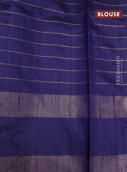 Pure dupion silk saree navy blue and cs blue with allover zari checked pattern and temple design zari woven rettapet border