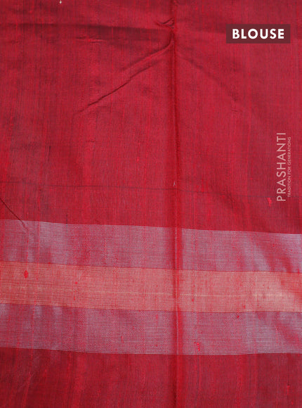 Pure dupion silk saree beige and maroon with plain body and temple design ganga jamuna border