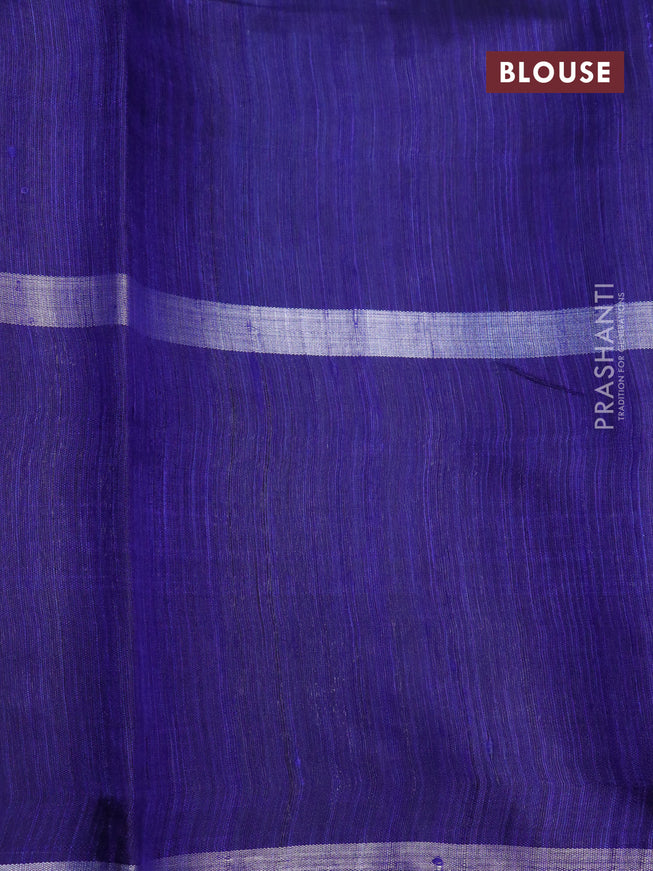 Pure dupion silk saree cs blue and dark navy blue with silver zari woven buttas and long silver zari woven border