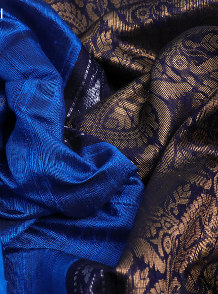 Pure dupion silk saree cs blue and dark navy blue with zari weaves & buttas and rettapet zari woven border