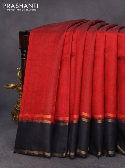 Pure dupion silk saree maroon and black with zari weaves & buttas and rettapet zari woven border