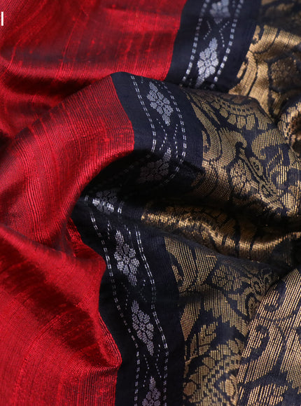 Pure dupion silk saree maroon and black with zari weaves & buttas and rettapet zari woven border