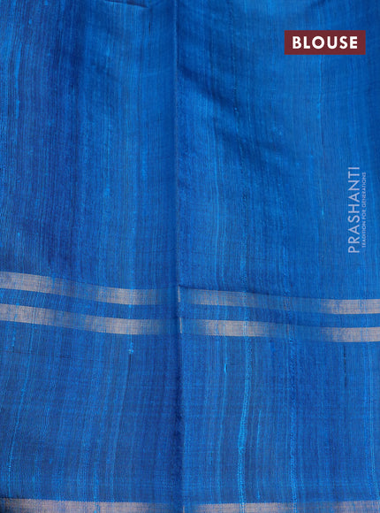 Pure dupion silk saree royal blue and cs blue with zari weaves & buttas and rettapet zari woven border