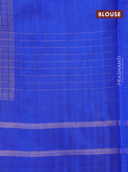 Pure dupion silk saree maroon and royal blue with allover stripes pattern and temple design zari woven border