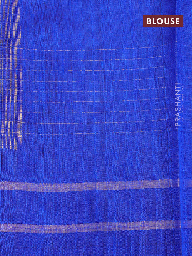 Pure dupion silk saree maroon and royal blue with allover stripes pattern and temple design zari woven border