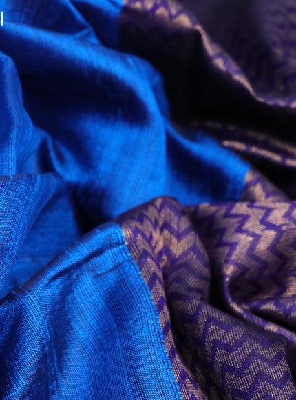 Pure dupion silk saree cs blue and navy blue with paisley zari woven buttas and zari woven border