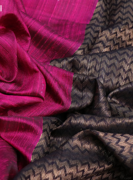 Pure dupion silk saree pink and coffee brown with paisley zari woven buttas and long zari woven border