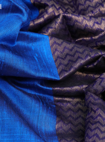 Pure dupion silk saree cs blue and blue with paisley zari woven buttas and long zari woven border