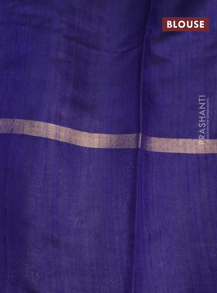 Pure dupion silk saree cs blue and blue with paisley zari woven buttas and long zari woven border