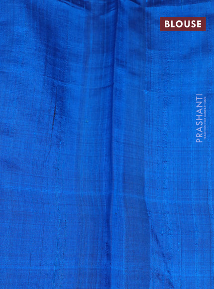 Pure dupion silk saree dark navy blue and cs blue with plain body and temple design zari woven border