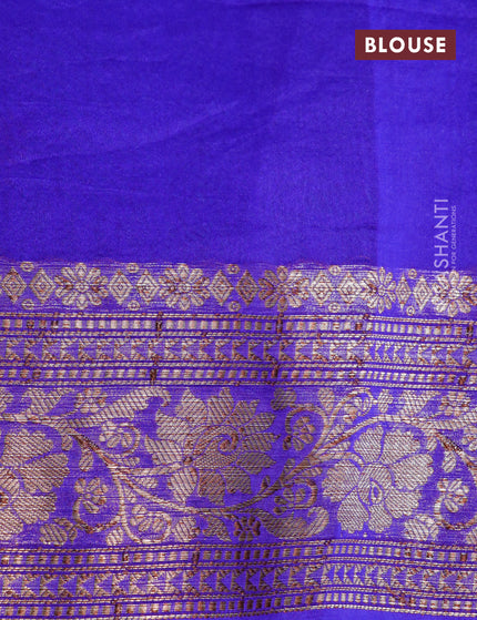 Banarasi organza silk saree teal blue and blue with thread & zari woven buttas and banarasi style border