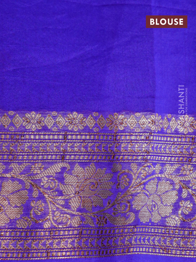 Banarasi organza silk saree teal blue and blue with thread & zari woven buttas and banarasi style border