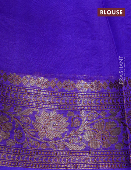 Banarasi organza silk saree coffee brown and blue with thread & zari woven buttas and banarasi style border