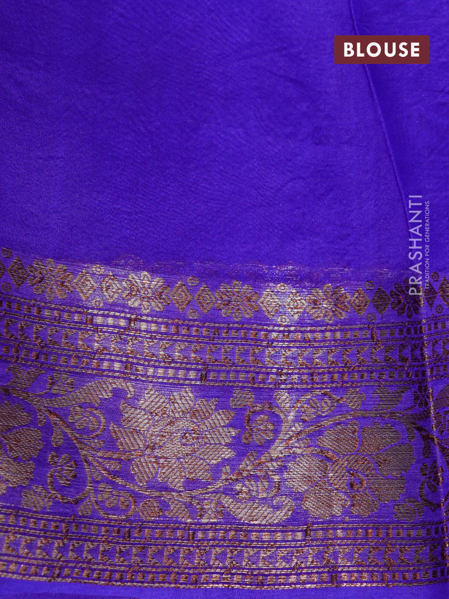 Banarasi organza silk saree coffee brown and blue with thread & zari woven buttas and banarasi style border