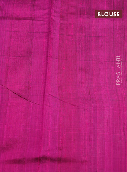 Pure dupion silk saree royal blue and pink with plain body and temple design zari woven border