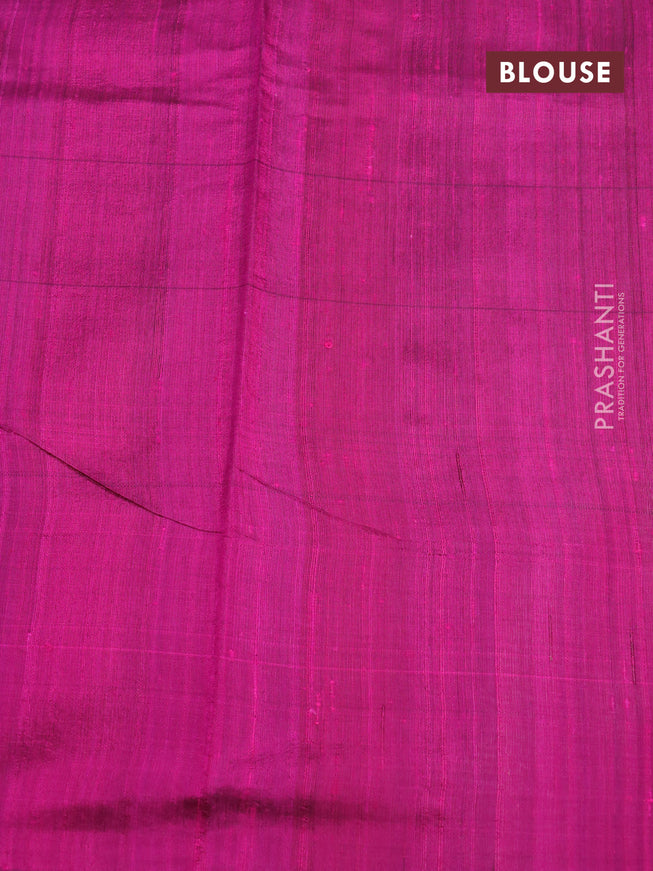 Pure dupion silk saree royal blue and pink with plain body and temple design zari woven border