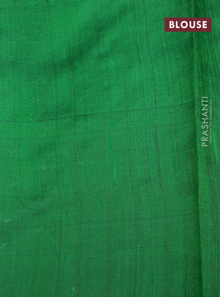 Pure dupion silk saree maroon and green with plain body and temple design zari woven border