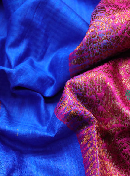 Banarasi handloom dupion saree royal blue and pink with allover thread & zari woven buttas and long woven border