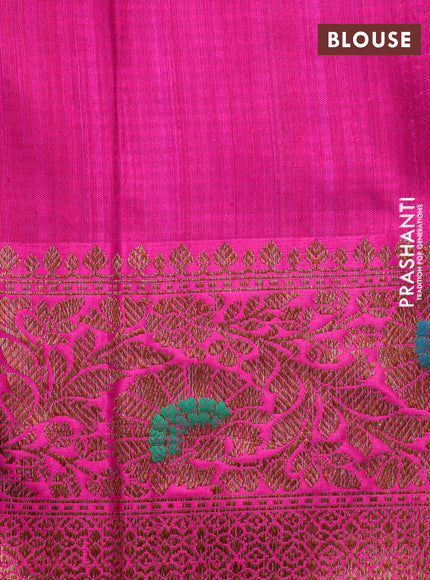 Banarasi handloom dupion saree royal blue and pink with allover thread & zari woven buttas and long woven border