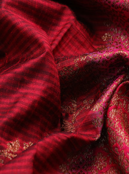 Banarasi handloom dupion saree maroon and dual shade pink with allover thread & zari weaves and woven border