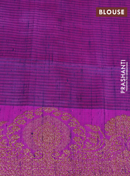 Banarasi handloom dupion saree navy blue and purple with allover thread & zari weaves and woven border