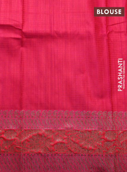 Banarasi handloom dupion saree orange and pink with allover thread & zari woven buttas and long woven border