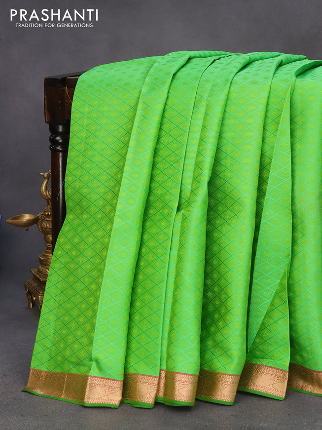 Pure kanchipuram silk saree light green and dual shade of pink with allover self emboss and zari woven border