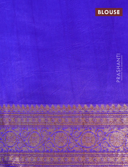 Banarasi organza silk saree blue with thread & zari woven buttas and banarasi style border