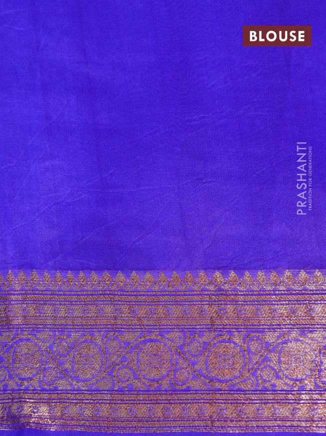 Banarasi organza silk saree blue with thread & zari woven buttas and banarasi style border