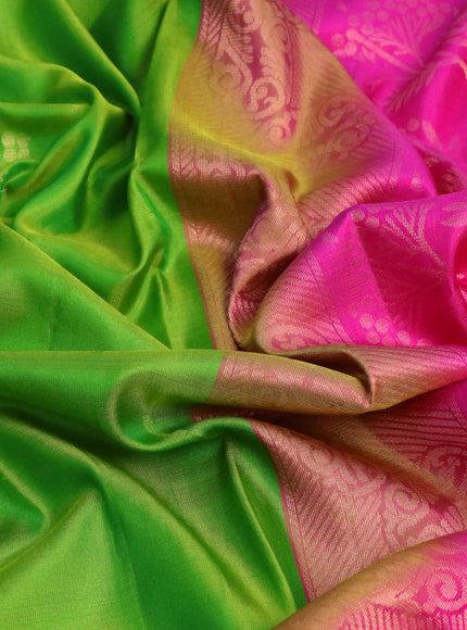 Pure soft silk saree light green and pink with zari woven buttas and zari woven border