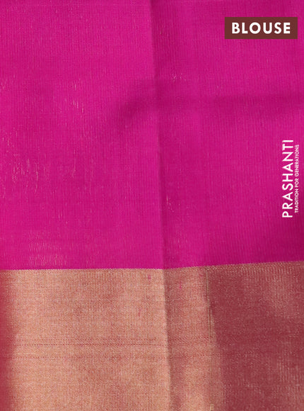 Pure soft silk saree light green and pink with zari woven buttas and zari woven border