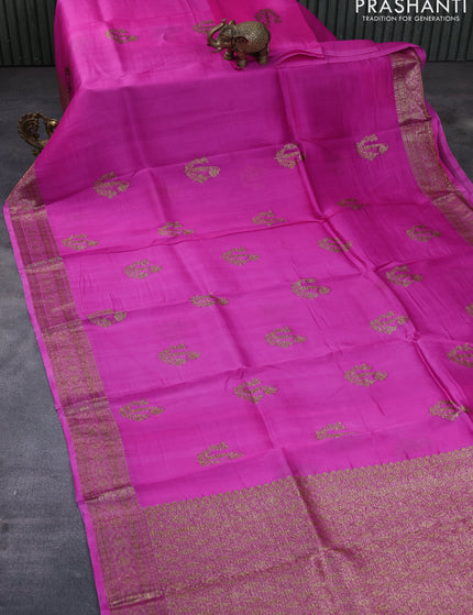 Banarasi organza silk saree pink with thread & zari woven buttas and banarasi style border