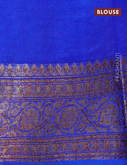 Banarasi organza silk saree royal blue with thread & zari woven buttas and banarasi style border