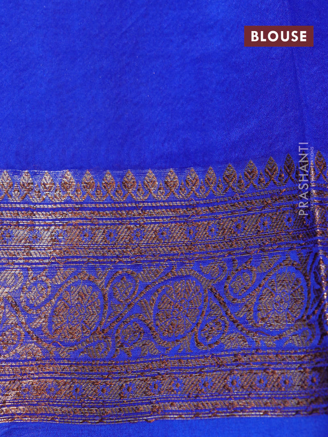 Banarasi organza silk saree royal blue with thread & zari woven buttas and banarasi style border