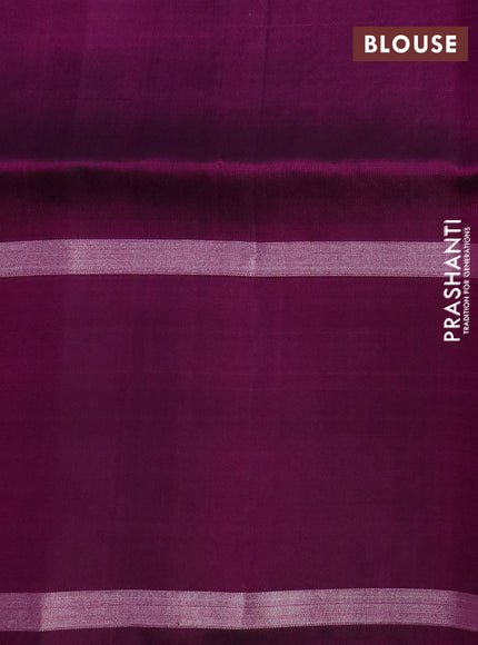 Pure soft silk saree purple and wine shade with allover silver zari woven brocade weaves and rettapet silver zari woven border