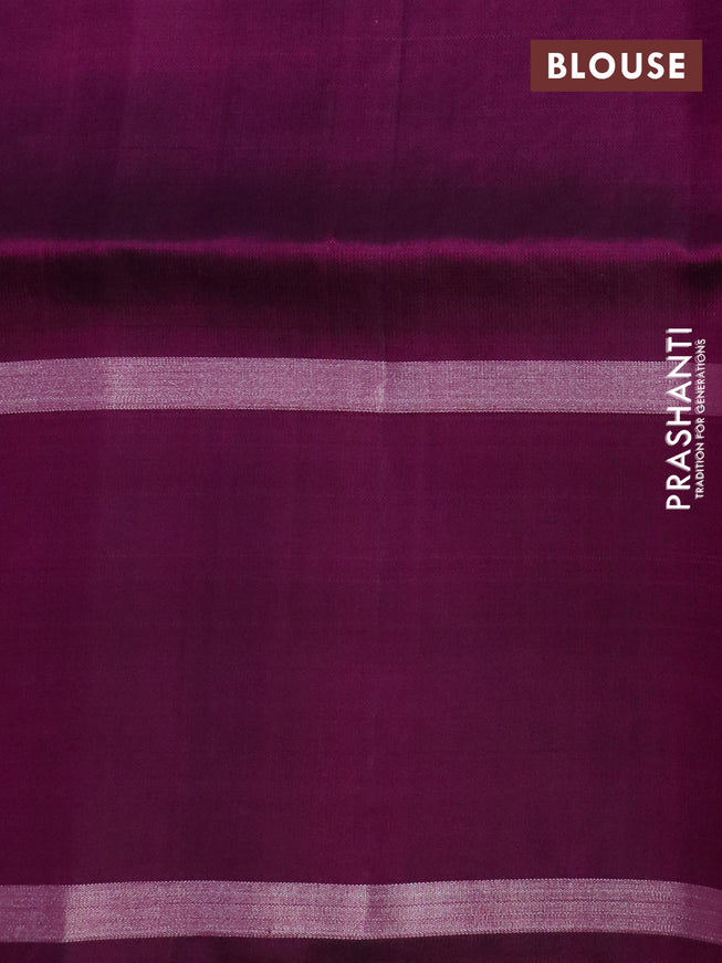 Pure soft silk saree purple and wine shade with allover silver zari woven brocade weaves and rettapet silver zari woven border