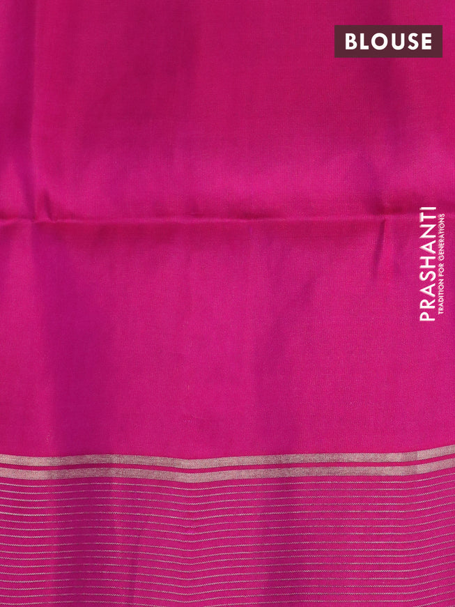 Pure soft silk saree green and pink with allover zari woven brocade weaves and zari woven border