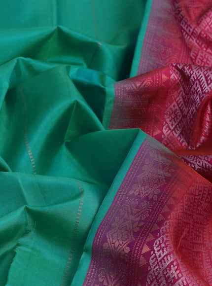 Pure soft silk saree teal blue and dual shade of pinkish orange with zari woven buttas and zari woven butta border